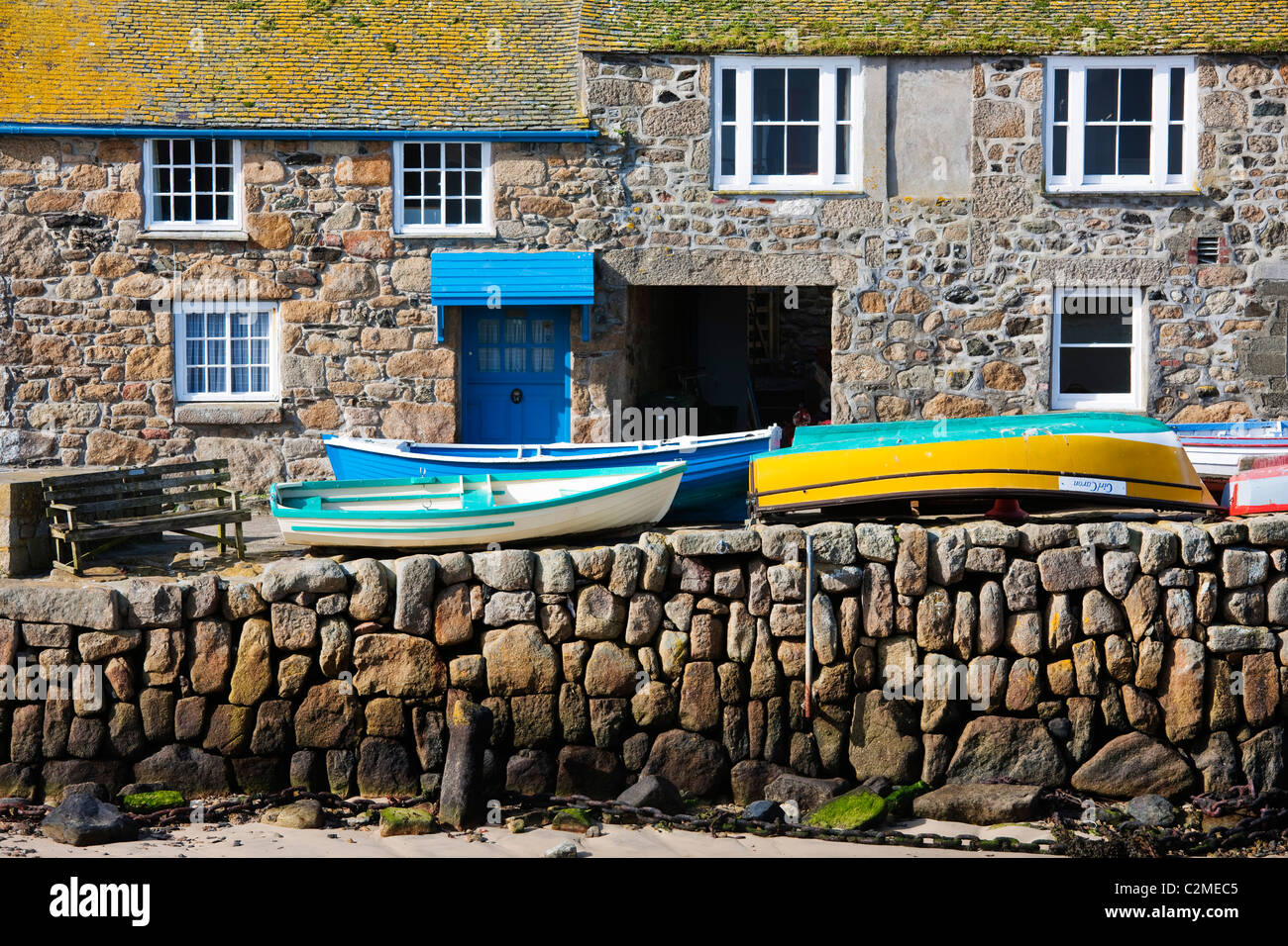 Traditional houses on the harbourside at Mousehole near Land's End