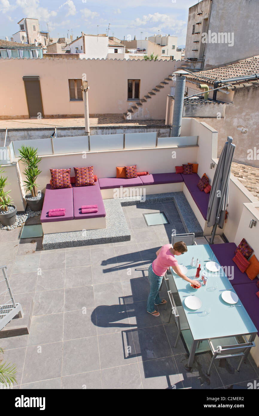 Mallorca Palma penthouse renovation, terrace Stock Photo - Alamy