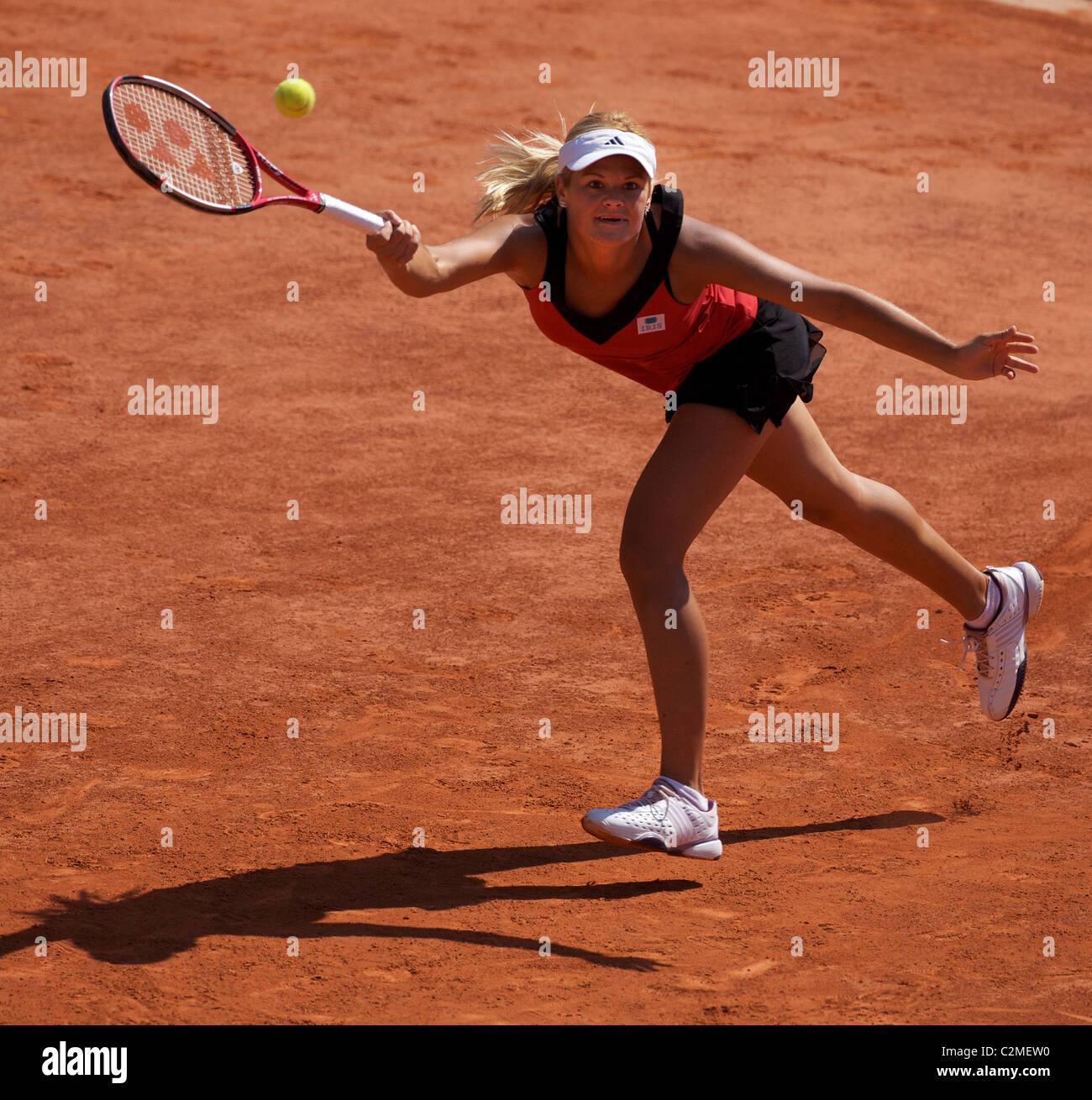 Aleksandra Wozniak, Canada, in action at the French Open Tennis