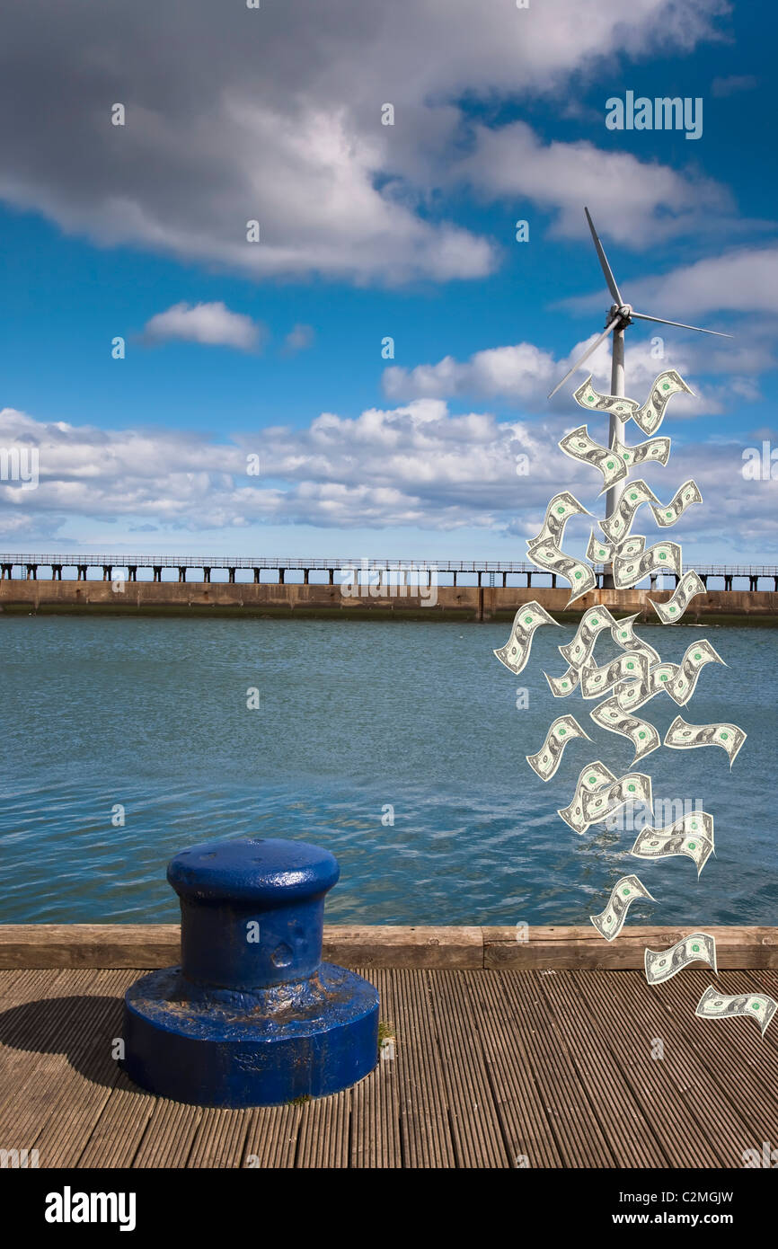 Wind Turbine Making Money Stock Photo Alamy