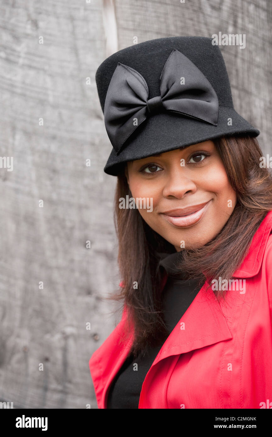 African American Woman In Fancy Hat Stock Photo