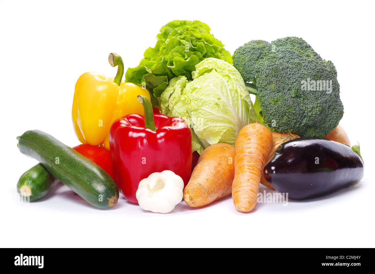 fresh vegetables on the white background Stock Photo - Alamy