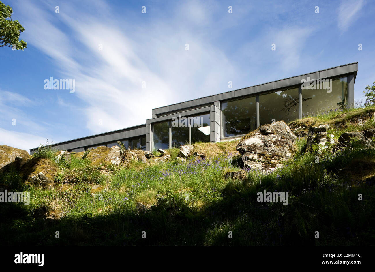 Exterior of a Modern house, West Argyll. Stock Photo