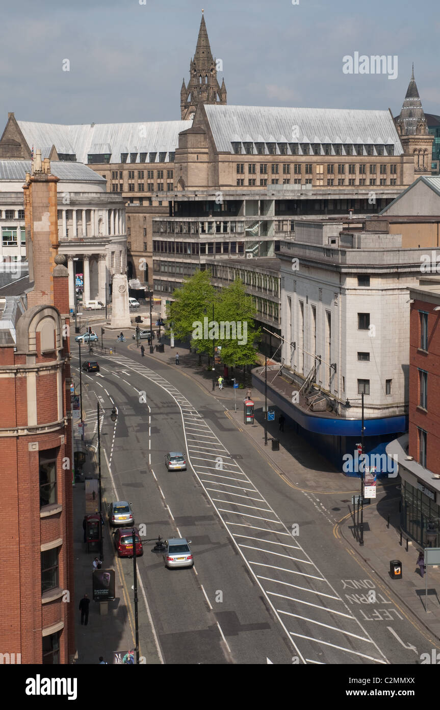 Oxford Street Manchester city centre looking toward Manchester Town Hall. Stock Photo