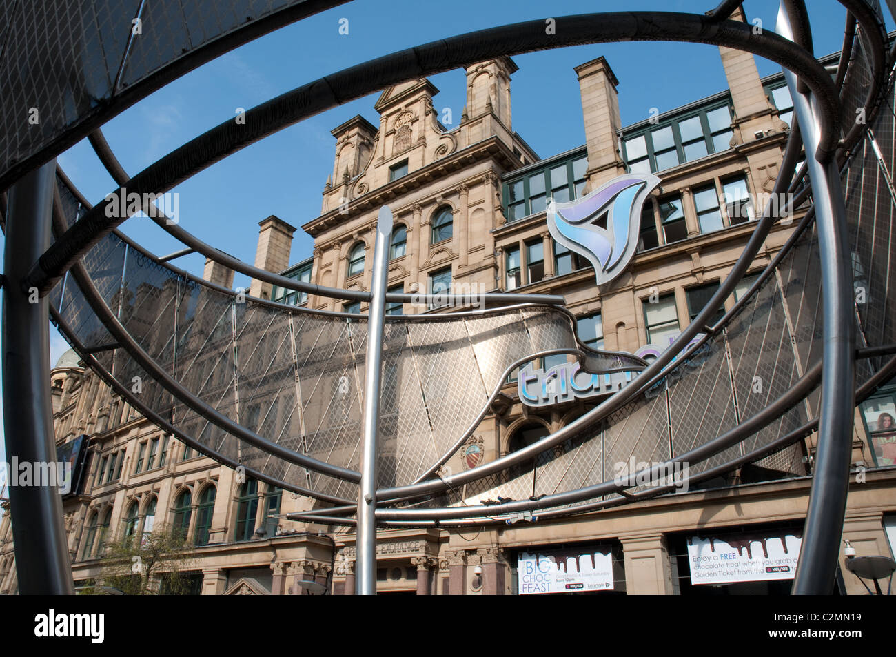 Sculpture in front of the Triangle shopping centre,Exchange Square,Manchester,UK Stock Photo