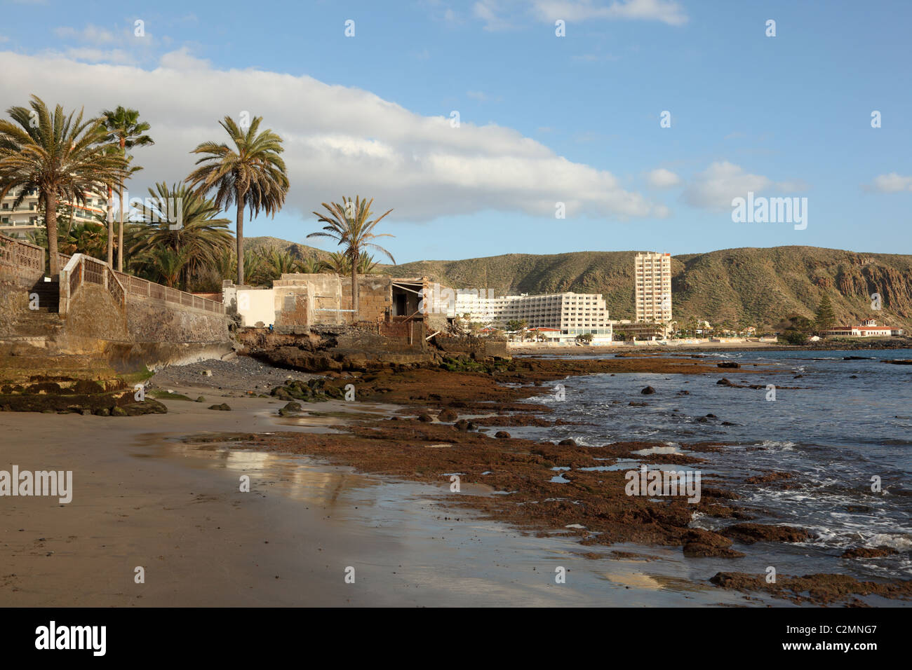 Beach in Los Cristianos, Canary Island Tenerife, Spain Stock Photo