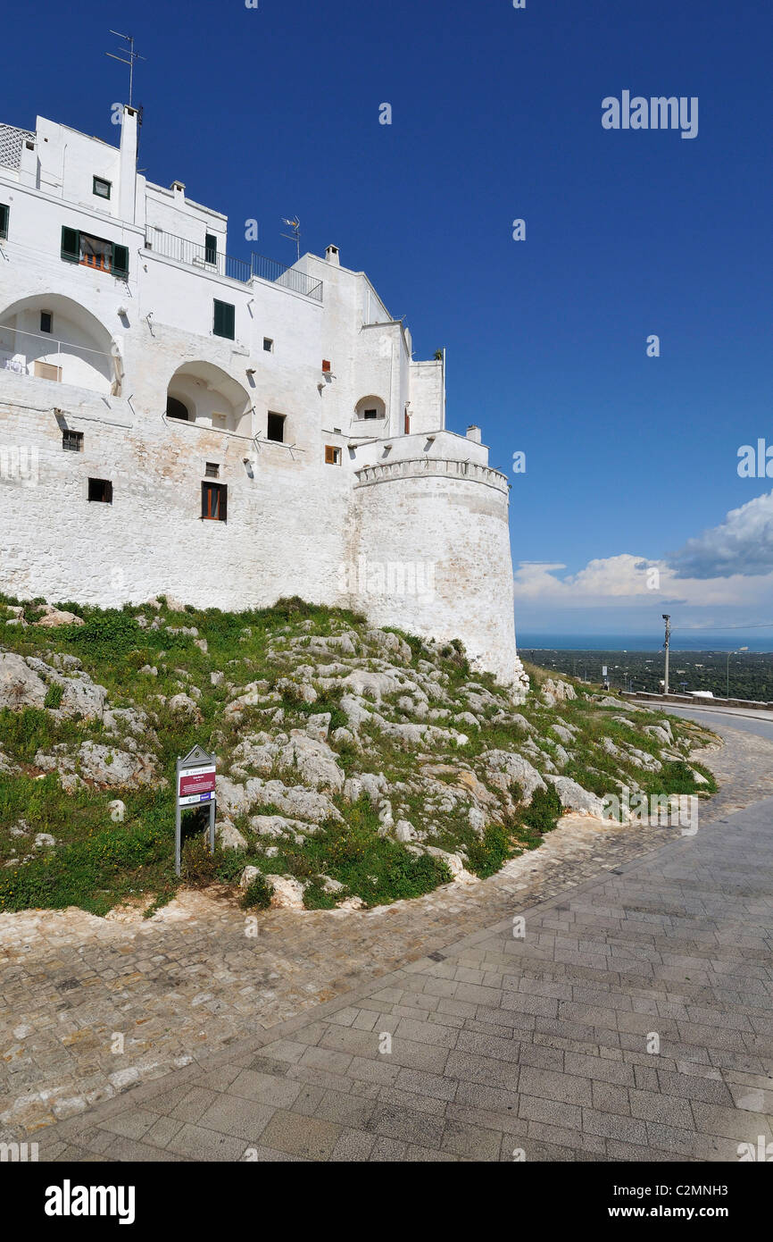 Ostuni. Puglia. Italy. Whitewashed houses and town walls. Stock Photo