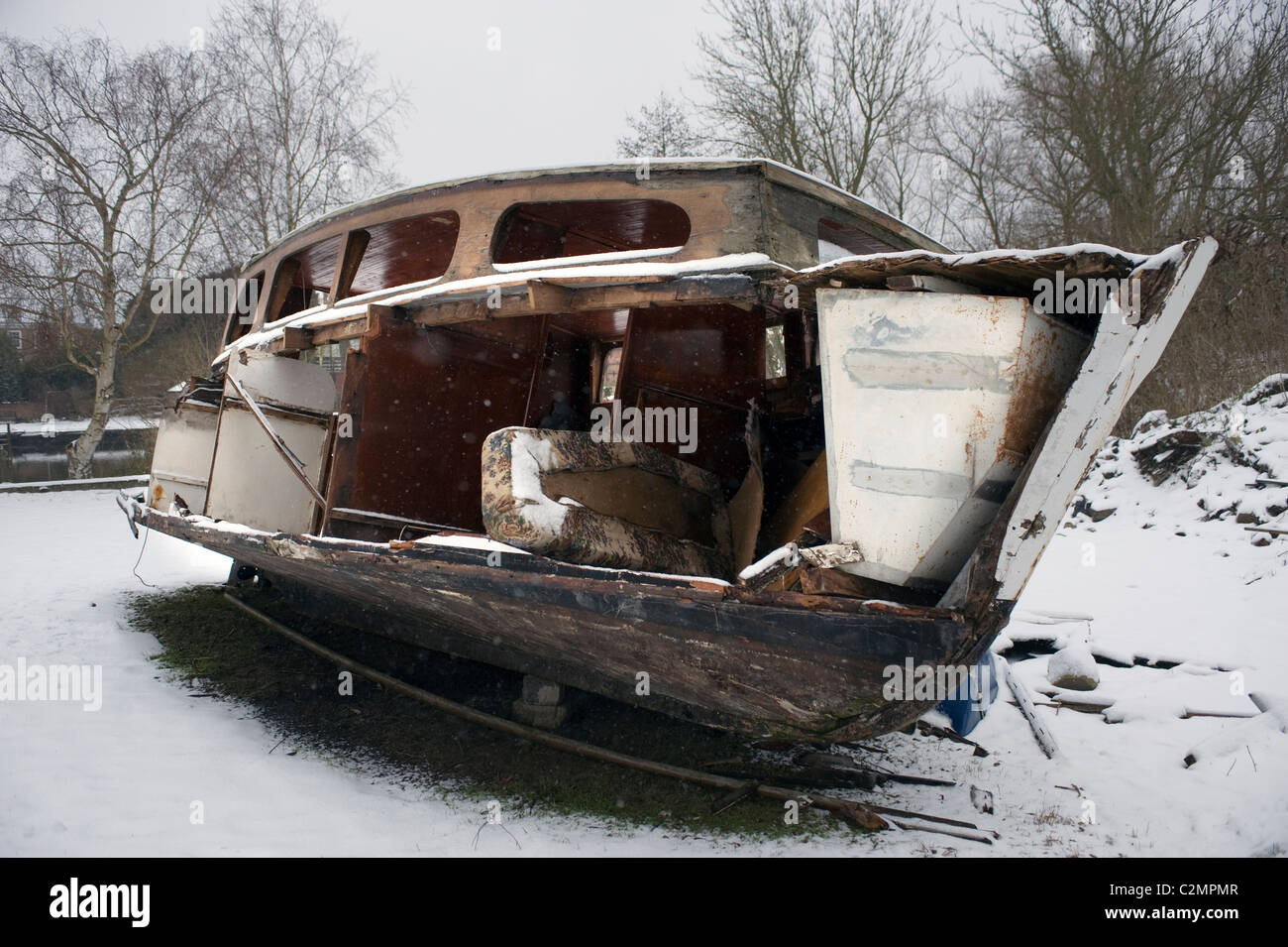 rotting norfolk broads cruiser Stock Photo