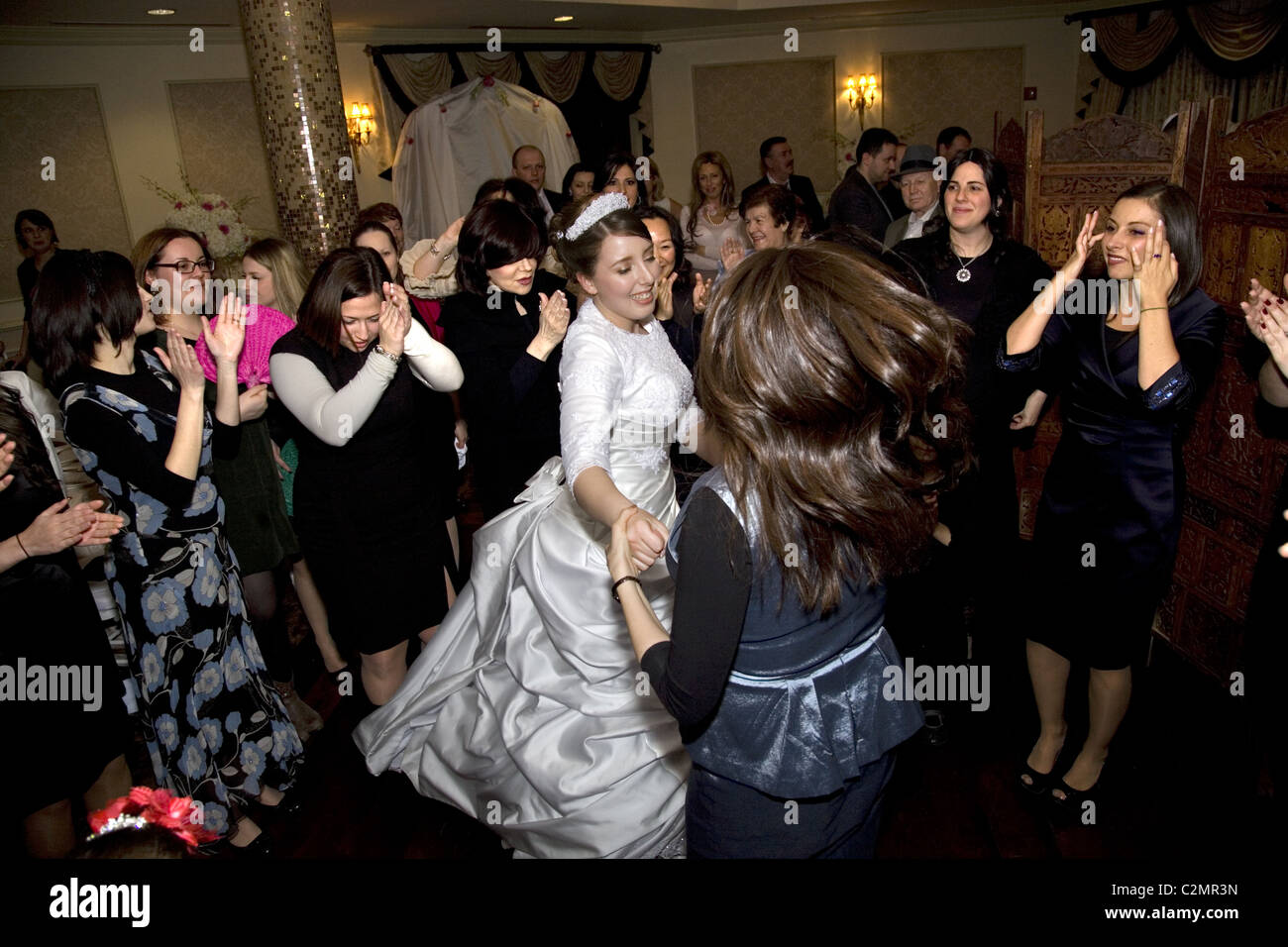 Bride at an Orthodox Jewish wedding in Brooklyn, New York Stock Photo