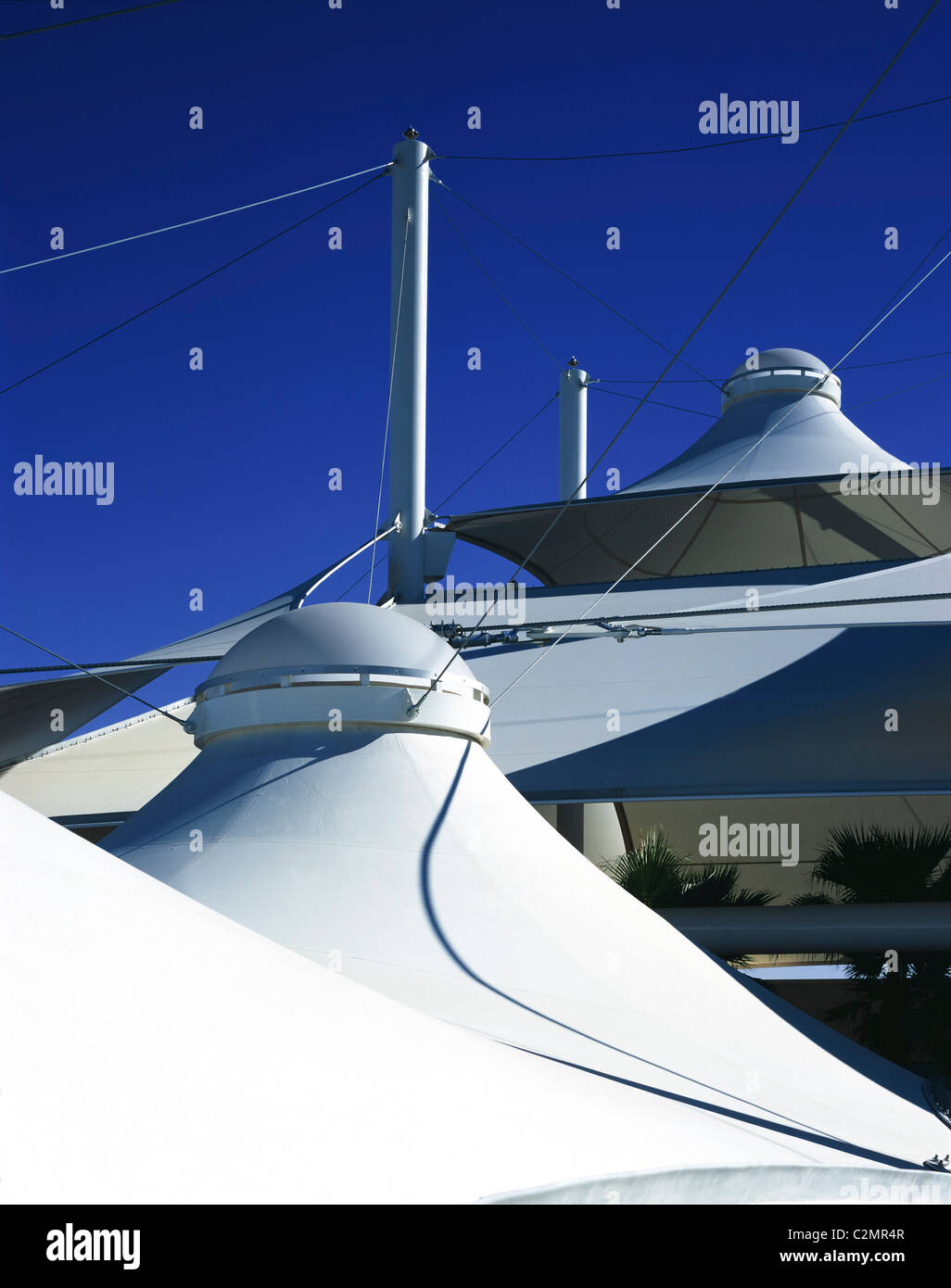 Palm Springs Airport. California roof scape with tensile structured canopy. Stock Photo