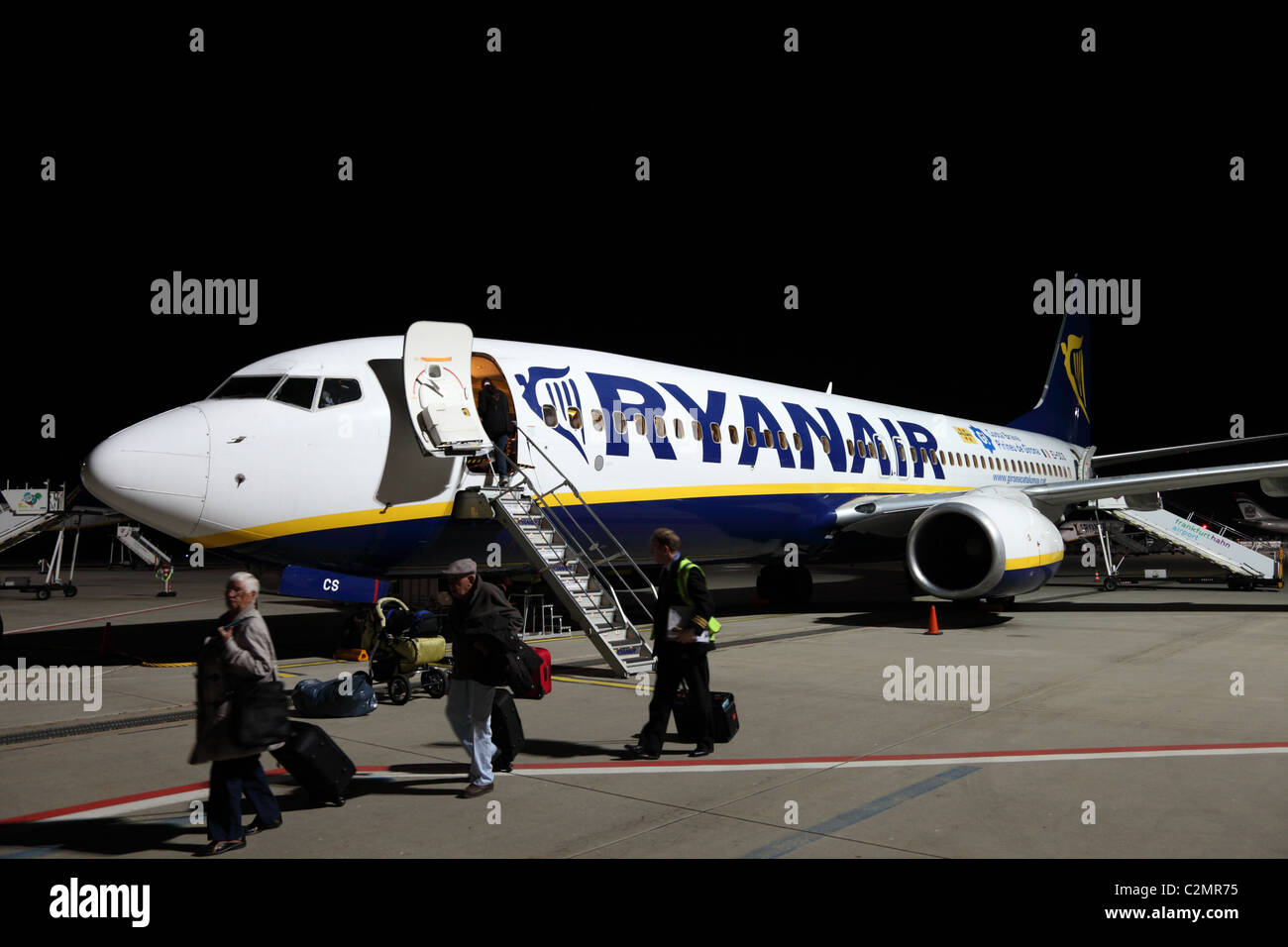 Ryanair airplane at the airport of Frankfurt Hahn, Germany Stock Photo