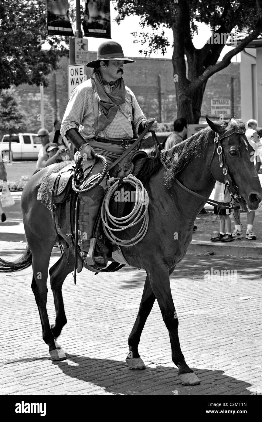 Cowboy at Stockyards, Fort Worth, Texas Stock Photo