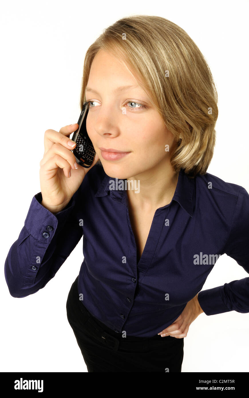 Young woman making a call on a mobile phone Stock Photo
