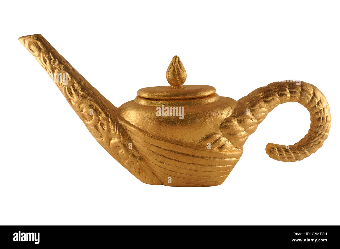Golden teapot on white background Stock Photo - Alamy