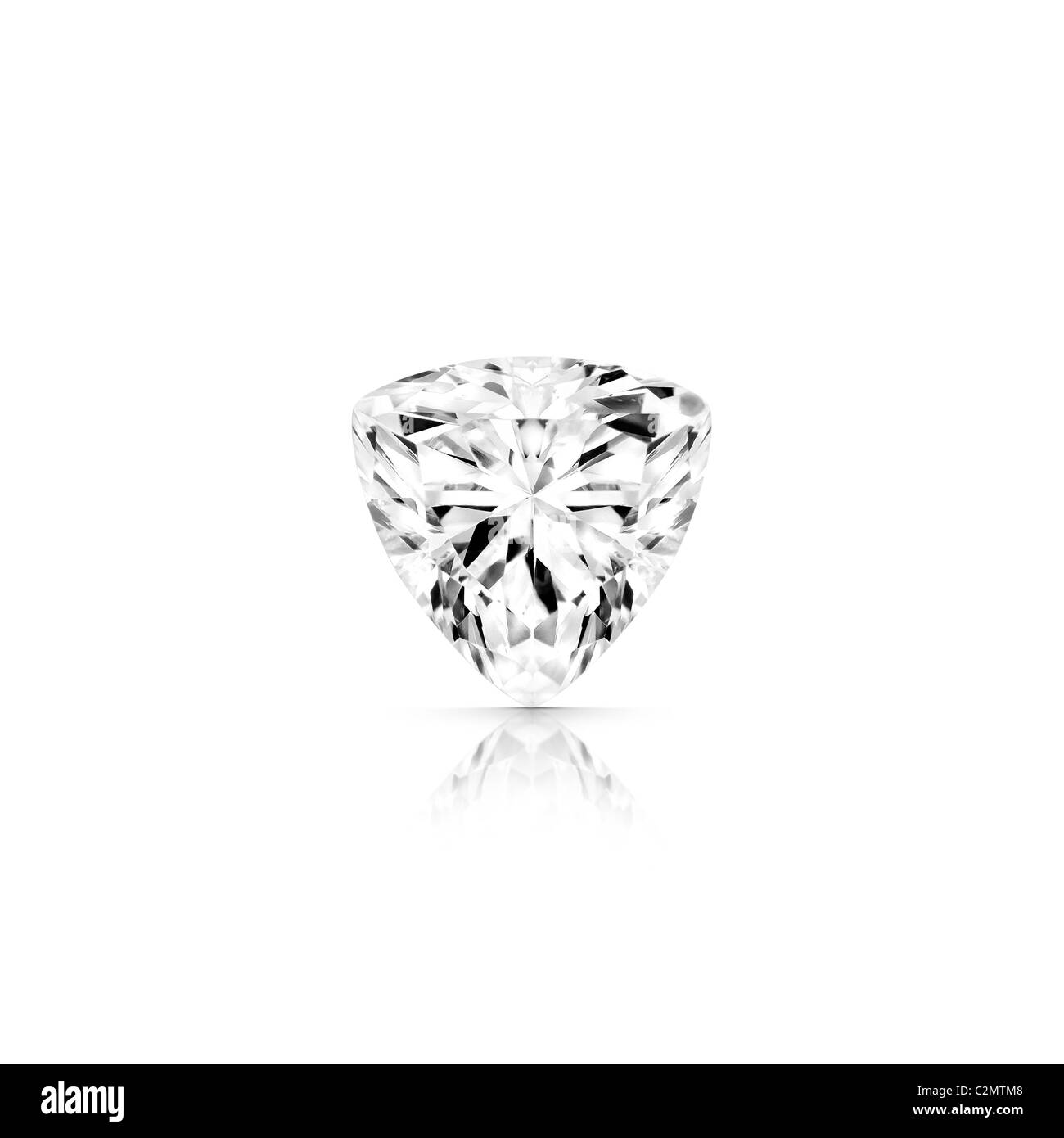 trillion cut Greyscale diamond isolated on white background with partial reflection and clipping path Stock Photo