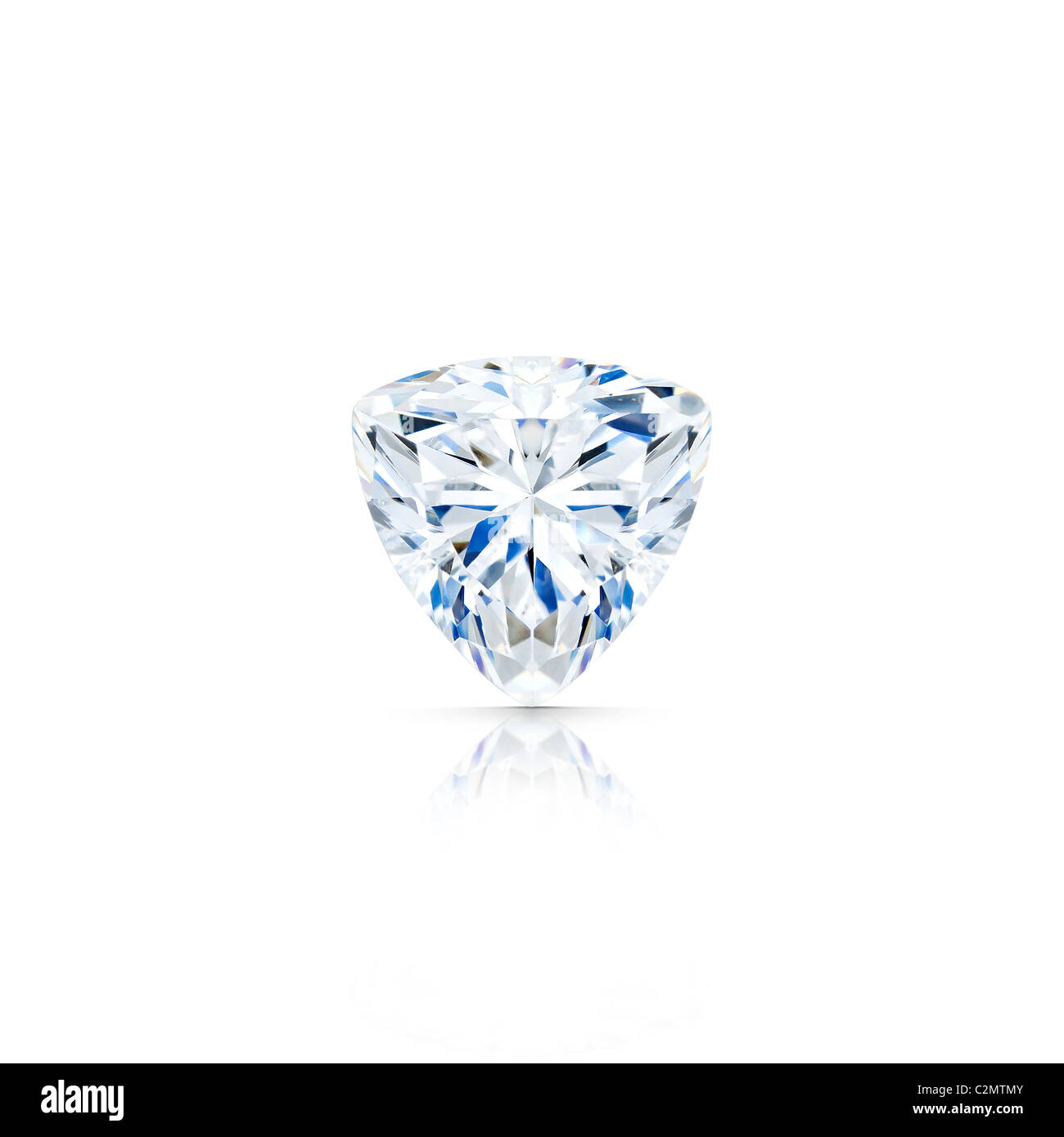 trillion cut diamond isolated on white with partial reflection full clipping path Stock Photo