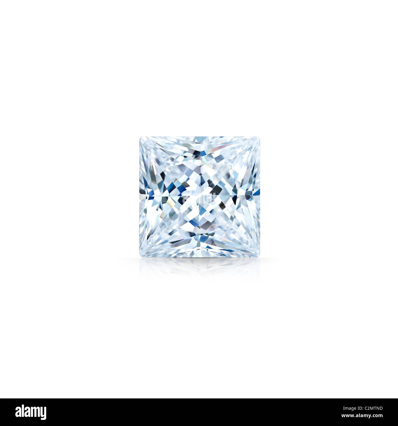 princess cut Diamond Diamond isolated against white background with