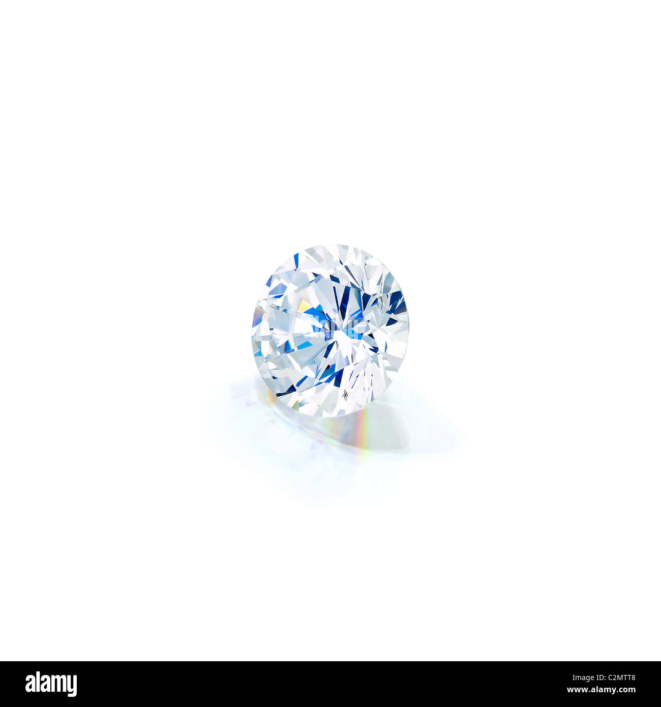 Iso view of brilliant cut Diamond isolated against white background ...