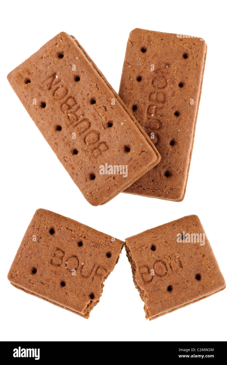 Pile of Bourbon biscuits Stock Photo