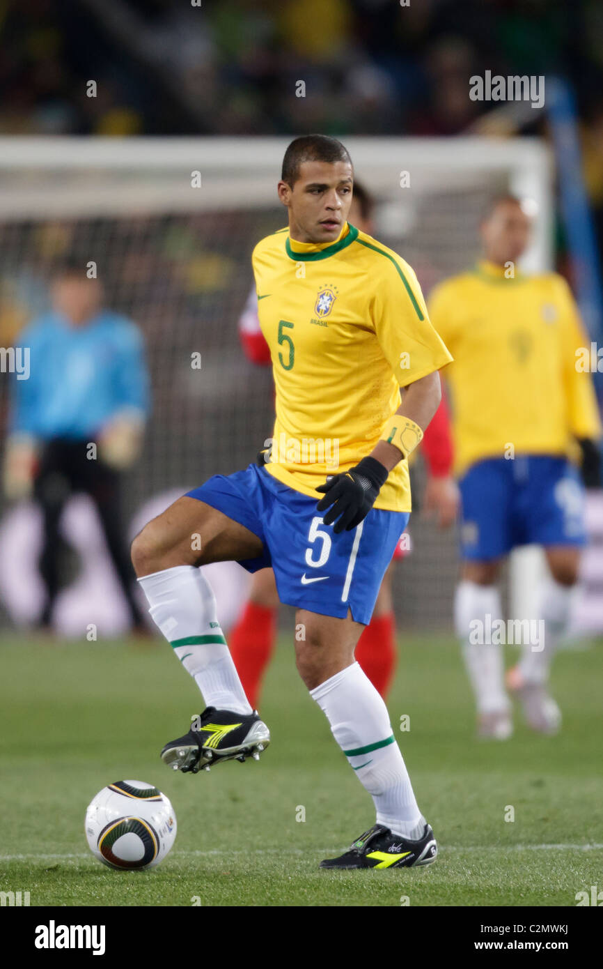 Felipe Melo of Brazil in action during a 2010 FIFA World Cup Group G match against North Korea June 15, 2010. Stock Photo