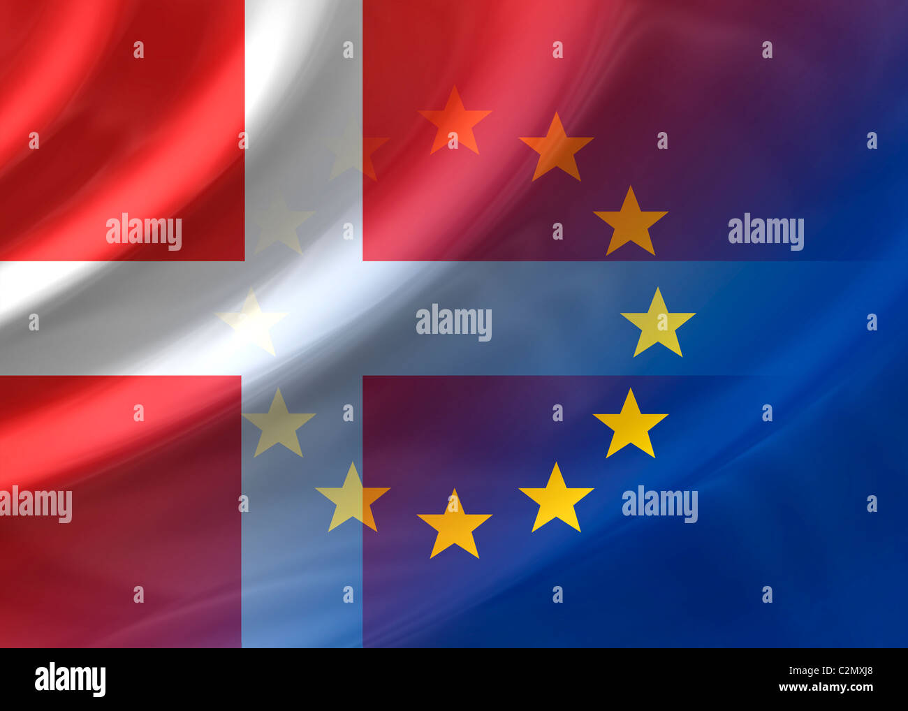 Denmark and EU flag Stock Photo