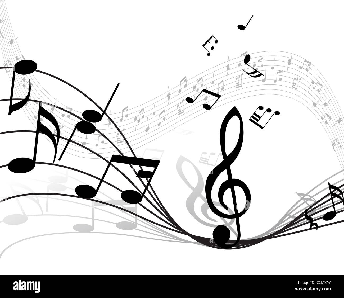 Vector Musical Notes Staff Background For Design Use Stock Photo - Alamy