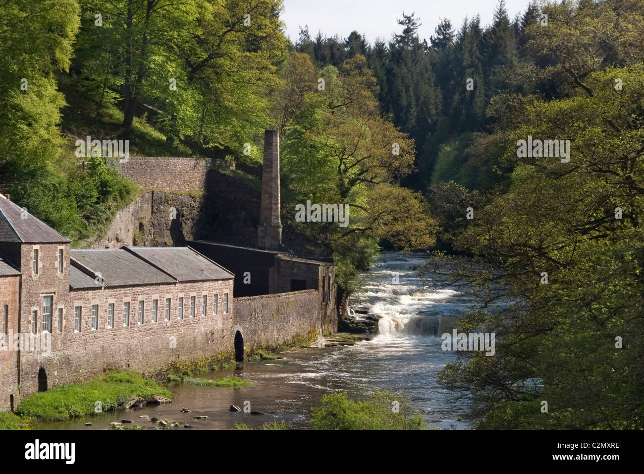 Scotland Lanarkshire, New Lanark & River Clyde Stock Photo