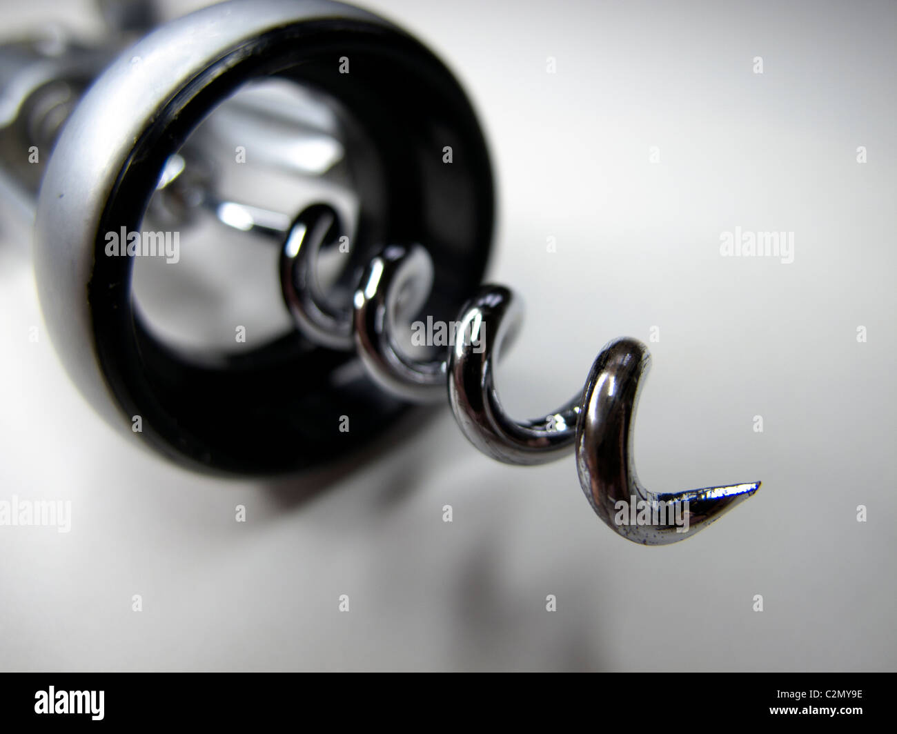 Corkscrew for opening corked wine bottles Stock Photo