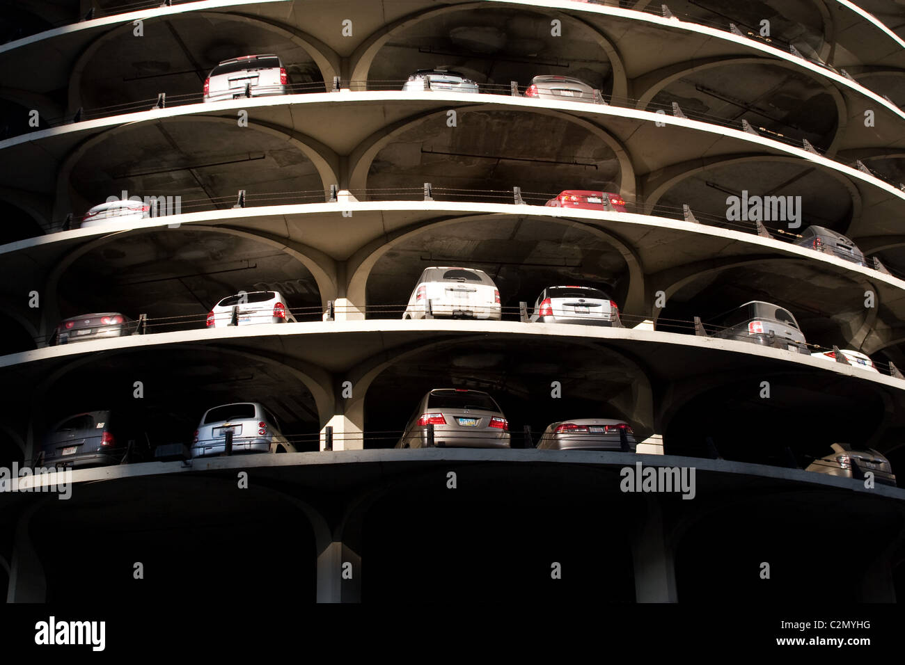 Marina City, circular parking garage. Chicago. Illinois, USA, Stock Photo,  Picture And Rights Managed Image. Pic. D65-310289