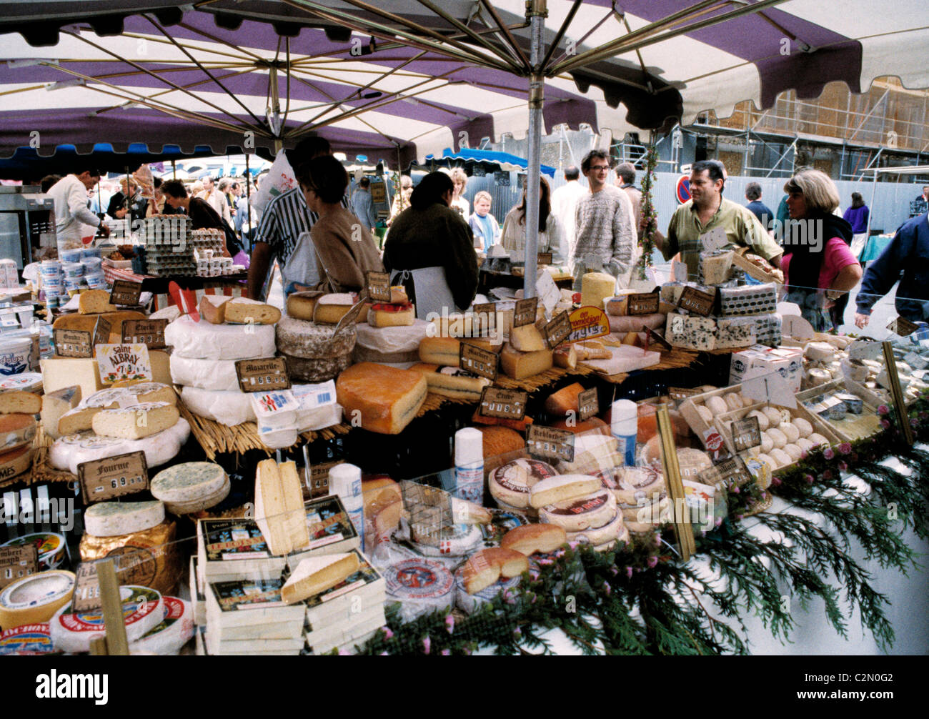 Cheeses and eggs in local market stall, Eymet, France Stock Photo Alamy