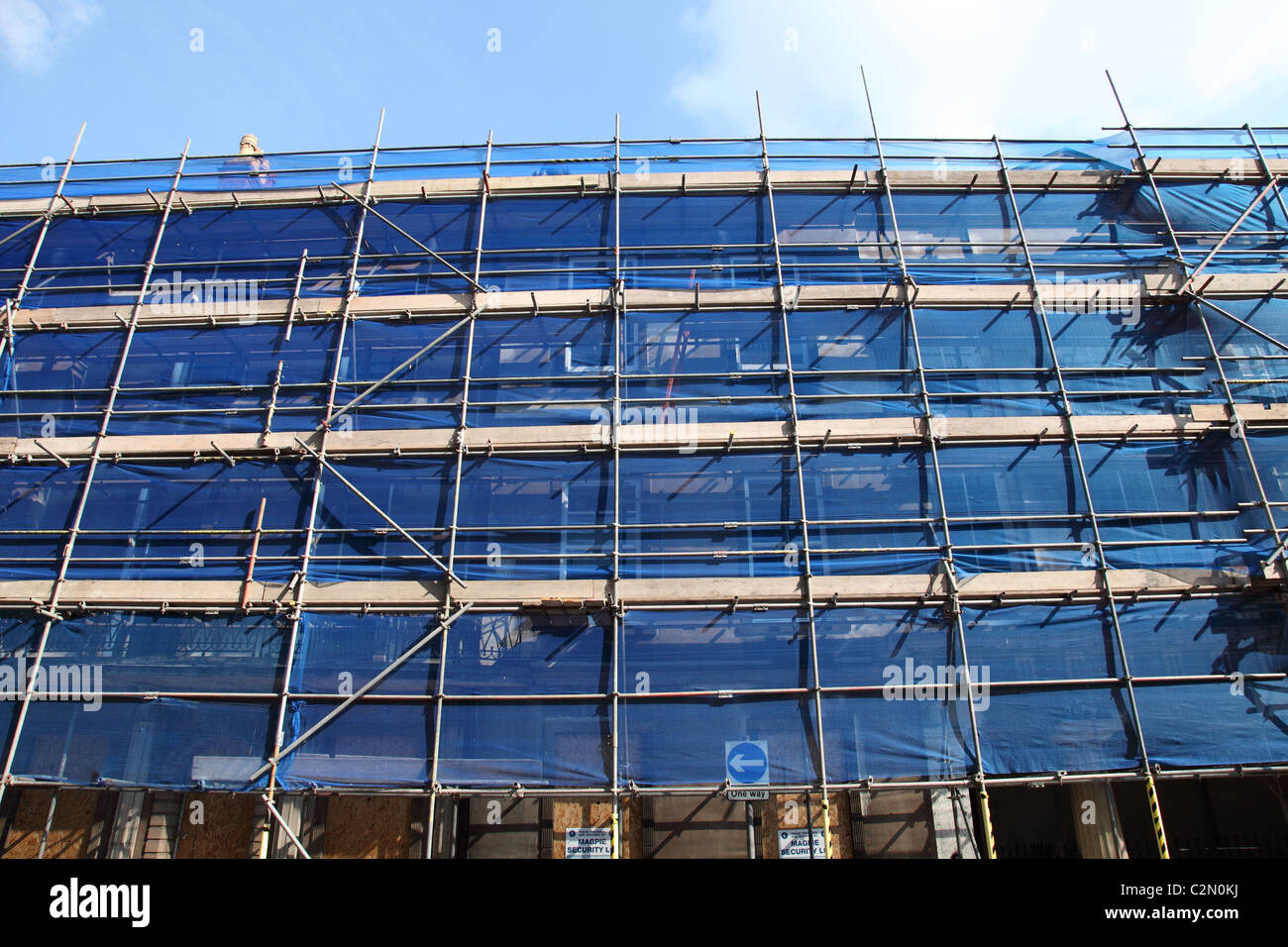 Scaffolding on a listed building renovation in the Lace Market