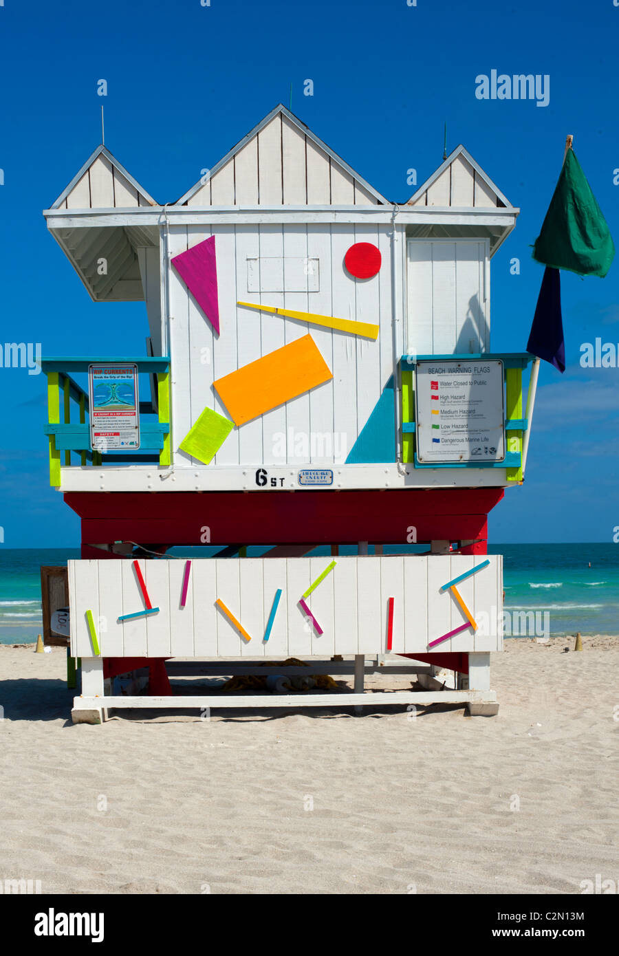 Lifeguard stand on a sunny day in Miami Beach Stock Photo
