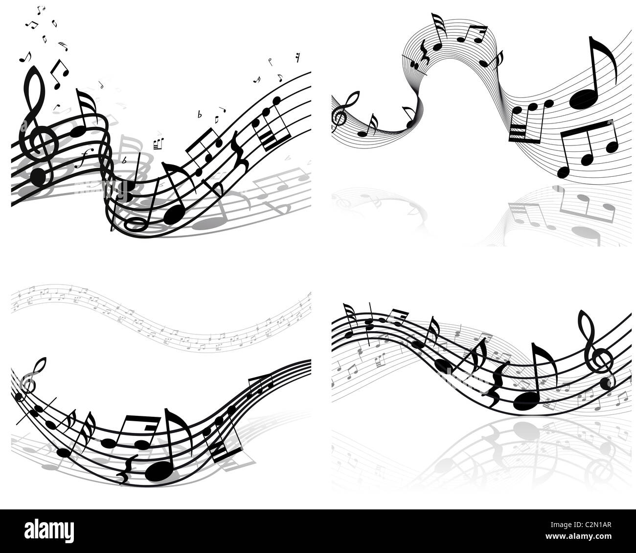 Note Slike Set of four vector musical notes staff Stock Photo - Alamy