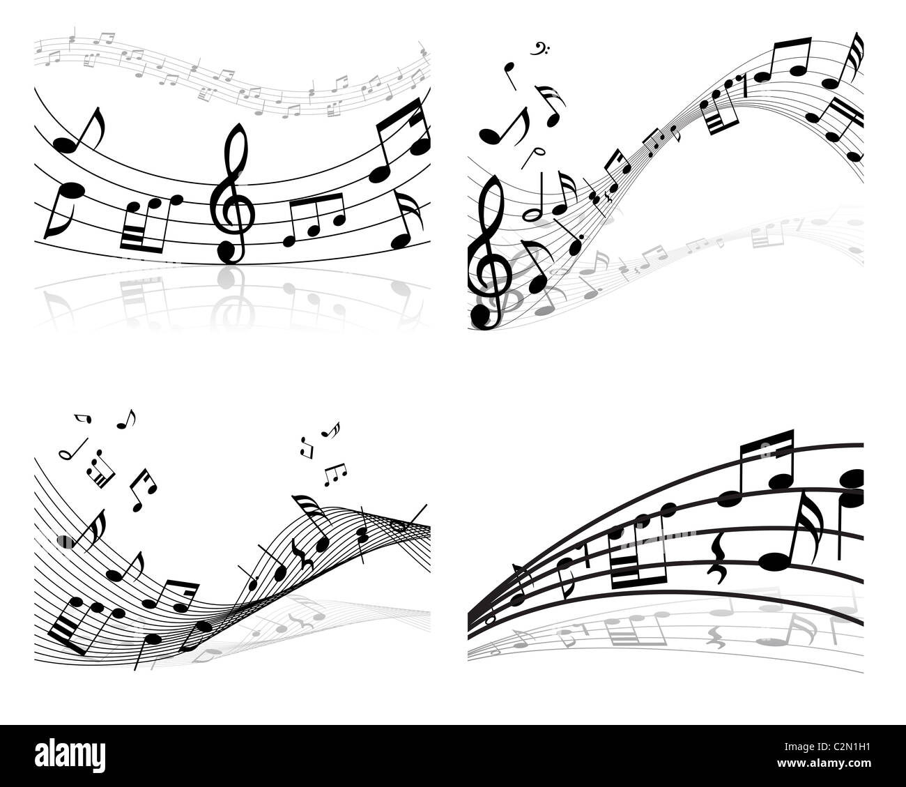 Note Slike Set of four vector musical notes staff Stock Photo - Alamy