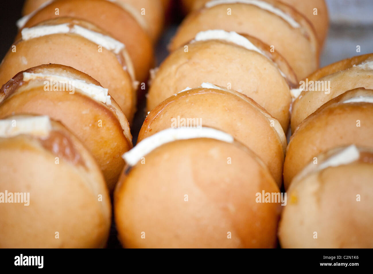 Dolce and queso filled donuts, Getsamani, old town, Cartagena, Colombia Stock Photo