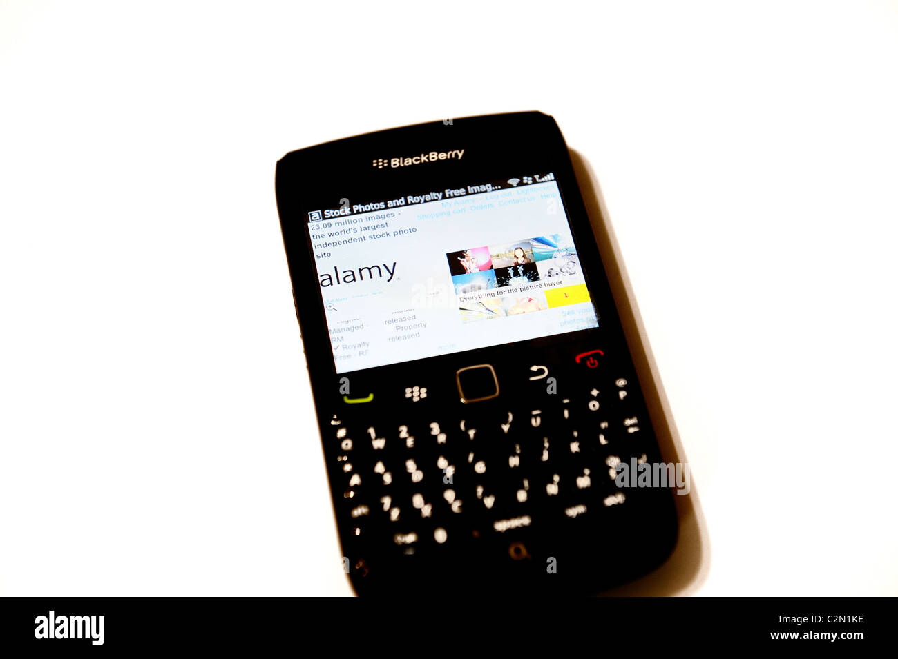 blackberry phone showing alamy picture agency internet homepage Stock Photo