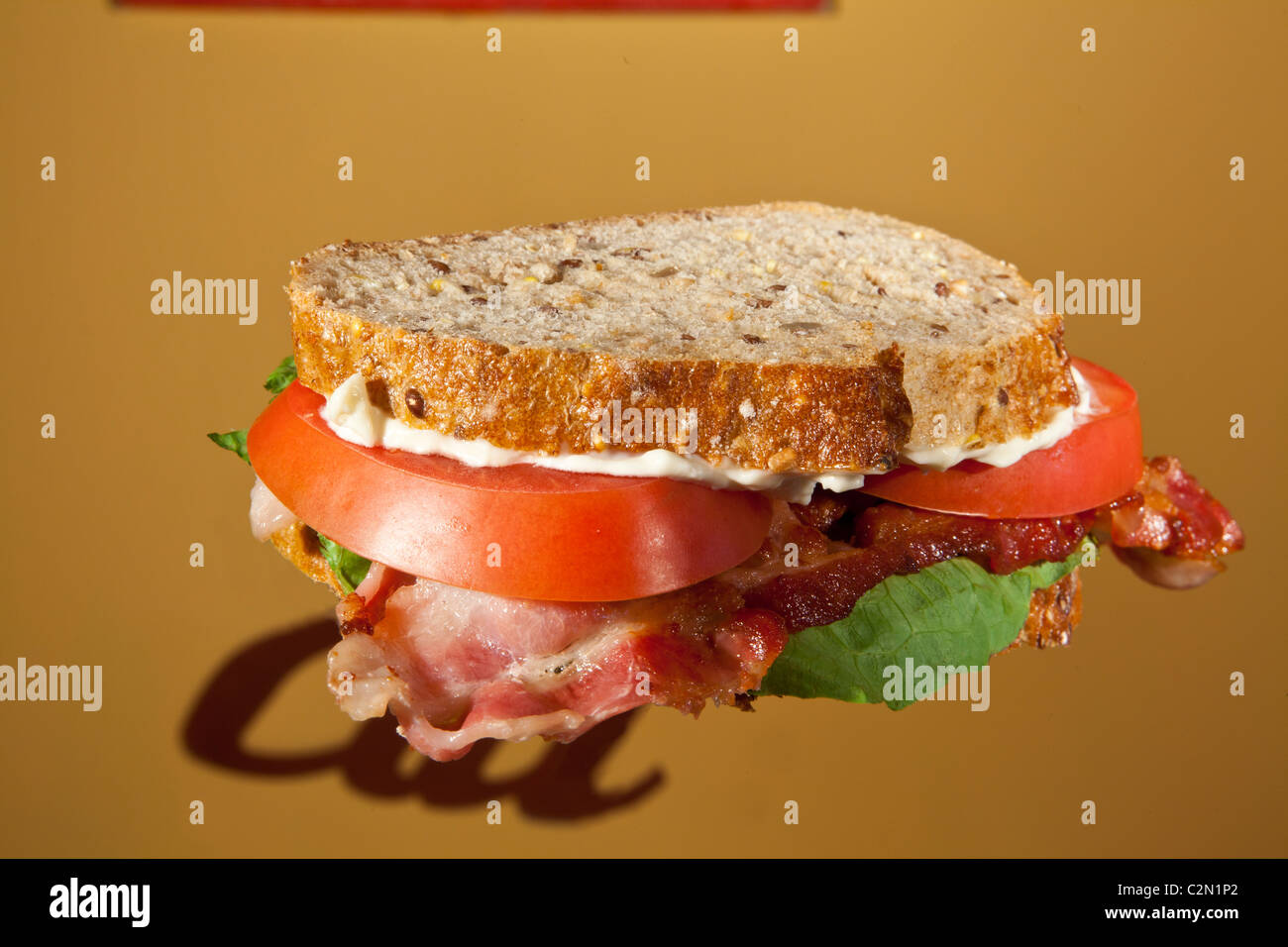 BLT Bacon lettuce tomato sandwich on whole grain multi grain bread