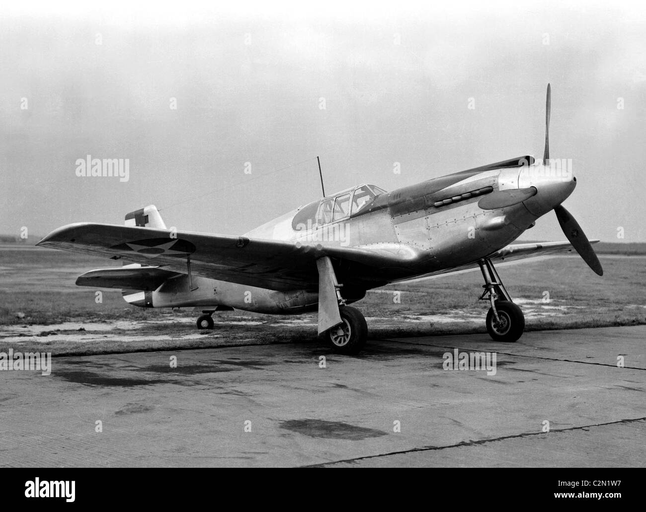 North American Aviation P-51 Mustang was an American long-range single-seat World War II fighter aircraft. Stock Photo