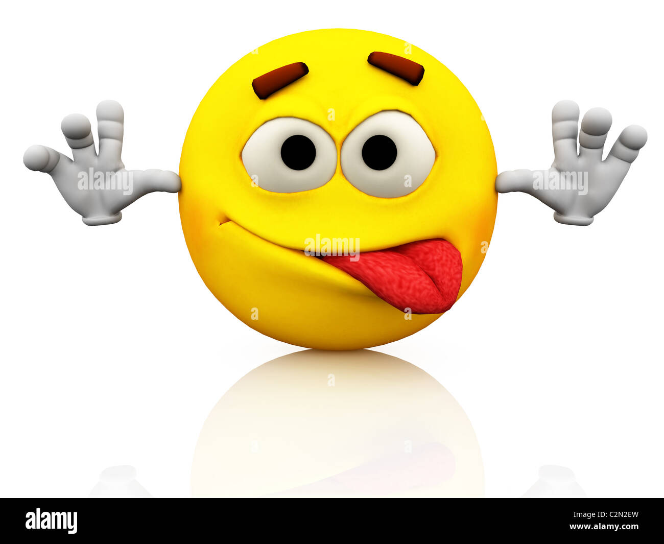 Smiley, Emoticon. Facial expression. Emotional tongue out expression on a  yellow face with large eyes. Gesture happy Stock Photo - Alamy