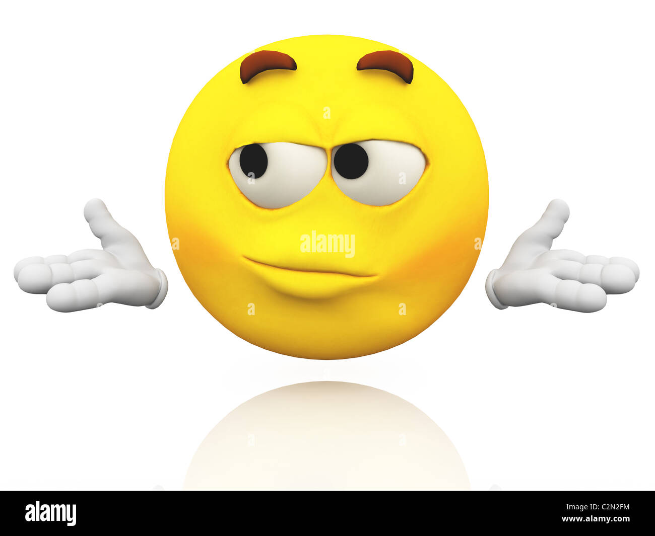 Smiley, Emoticon. Facial expression. I have no clue emotional expression on  a yellow face with large eyes. I don't know gesture Stock Photo - Alamy