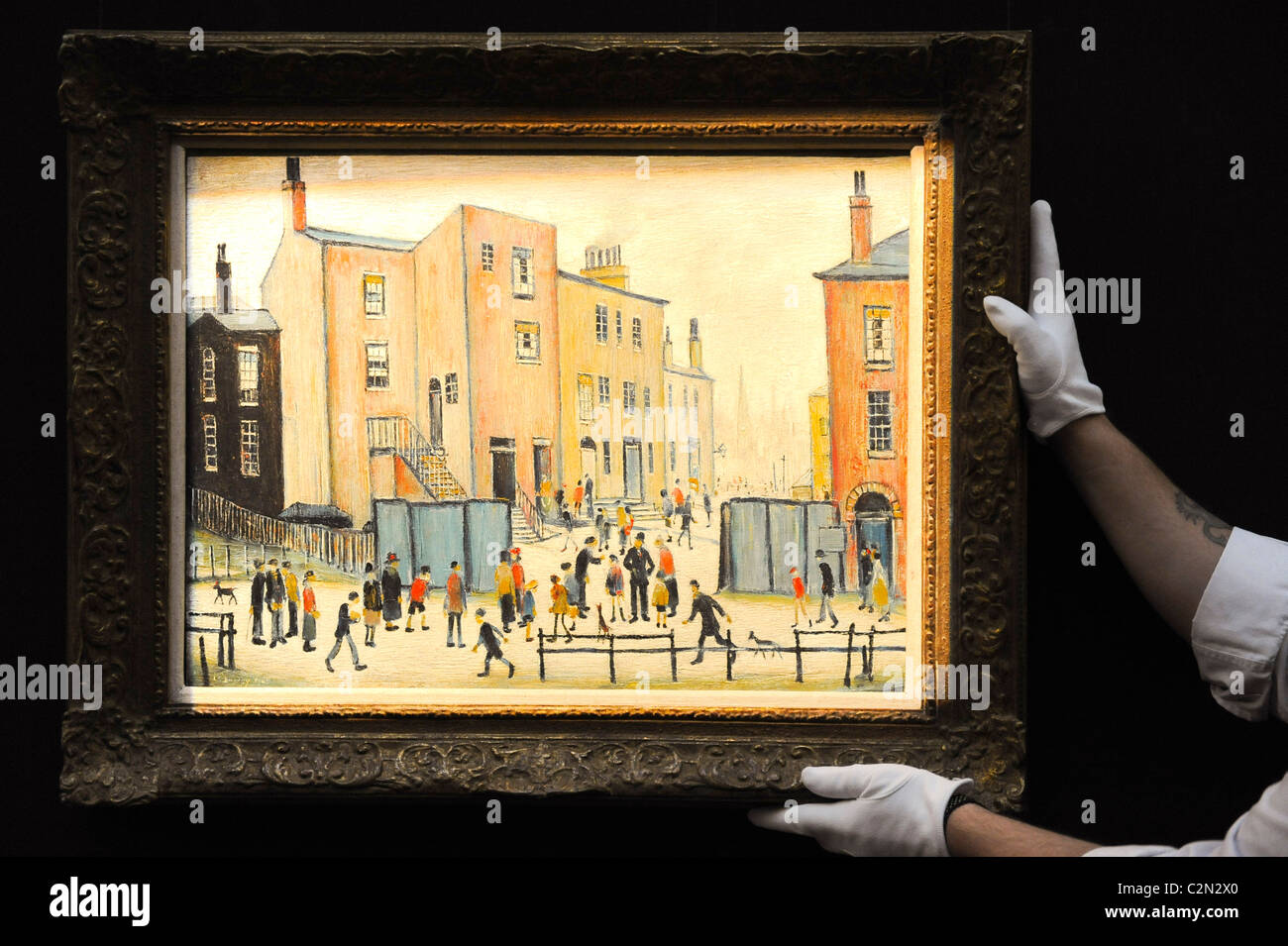 L.S Lowry's 'Old Houses', Sotheby's London presents 'A Life in Pictures: The Collection of Lord and Lady Attenborough', London, Stock Photo