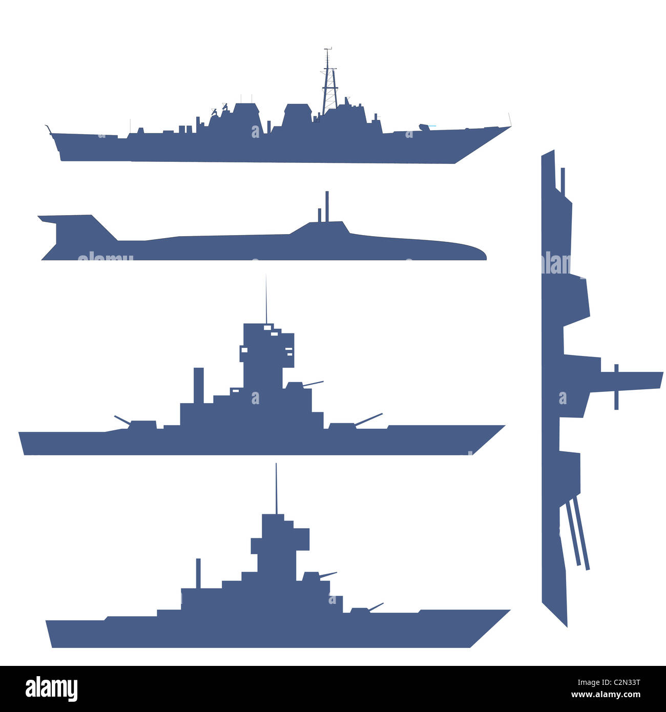 illustration with four ship silhouette collection Stock Photo