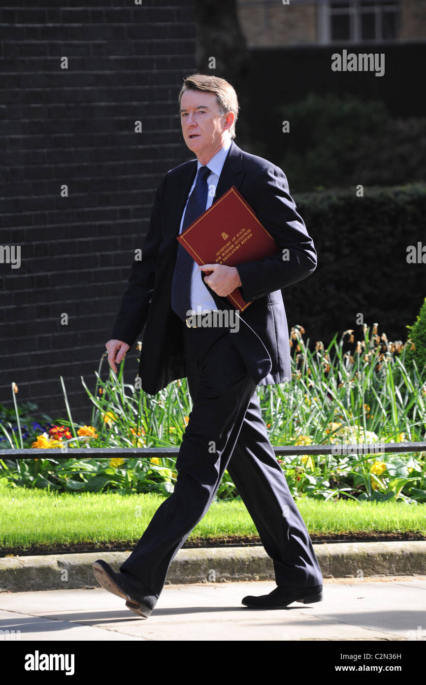 Business Secretary Lord Mandelson arrives for the pre-Budget meeting at 10 Downing Street, 22nd April, 2009. Stock Photo