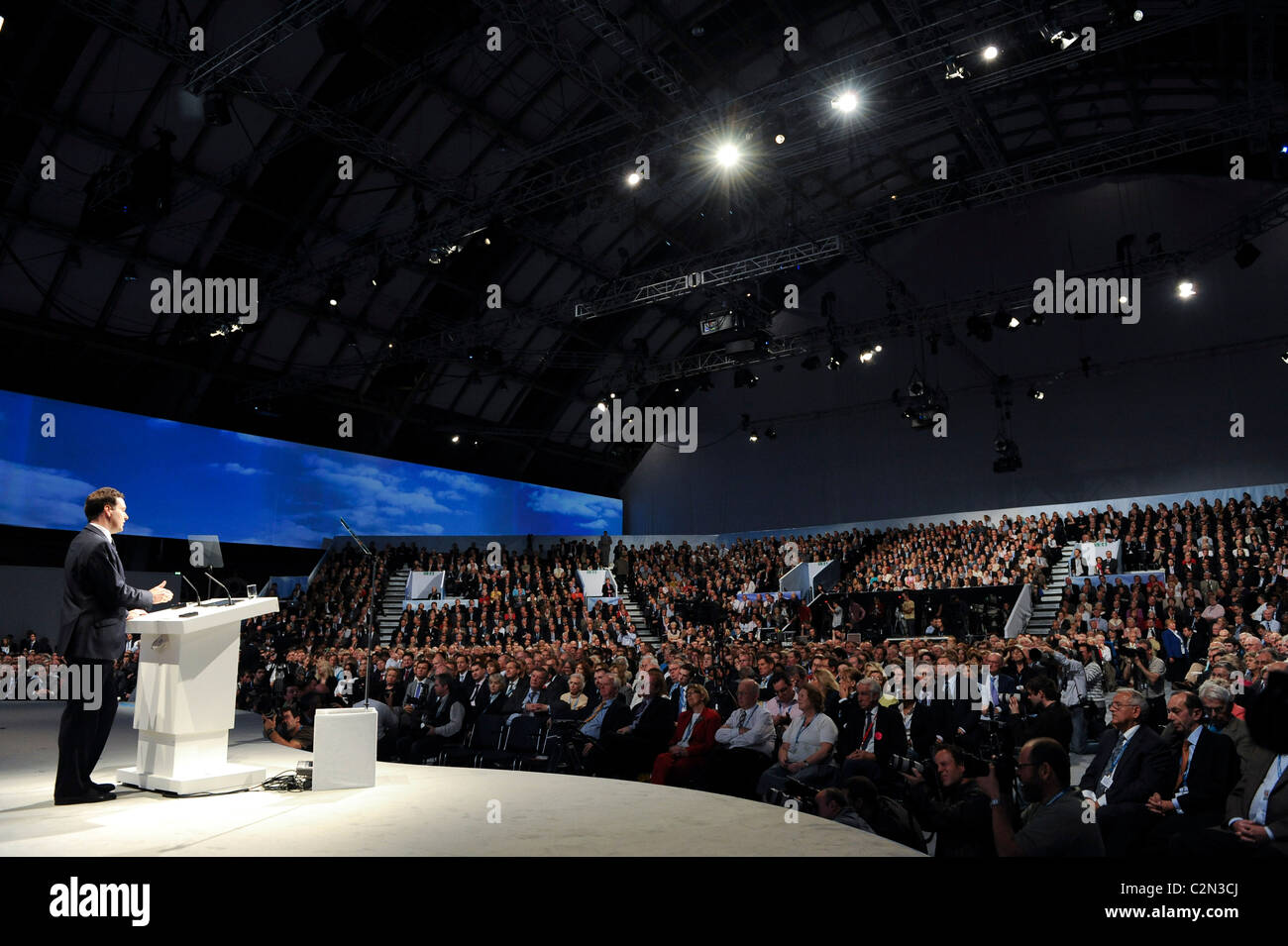 George Osbourne, Shadow Chancellor of the Exchequer speaks at the Conservative Spring Forum 2009, Cheltenham, 26th April 2009. Stock Photo