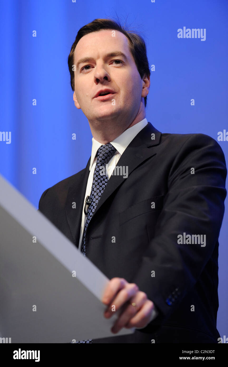 George Osbourne, Shadow Chancellor of the Exchequer speaks at the Conservative Spring Forum 2009, Cheltenham, 26th April 2009. Stock Photo