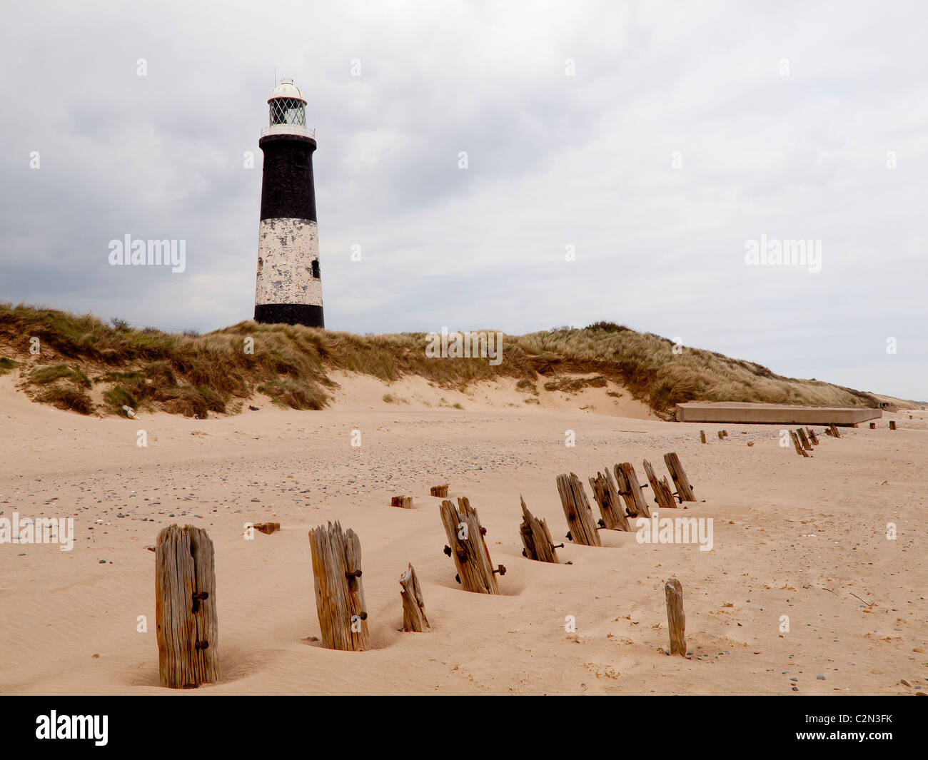 Spurn Head lighthouse Holderness Humberside now disused Stock Photo