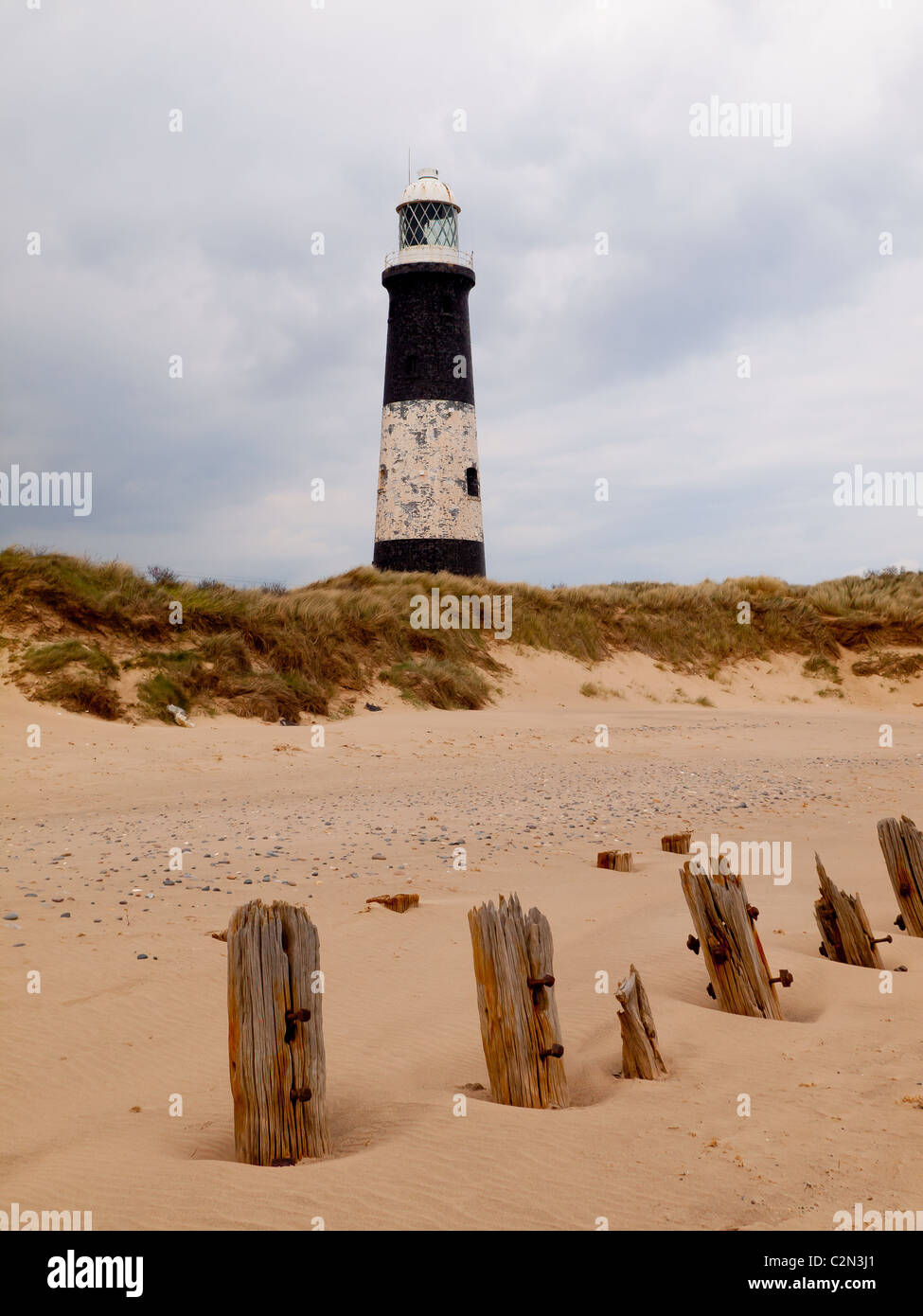 Spurn Head lighthouse Holderness Humberside now disused Stock Photo