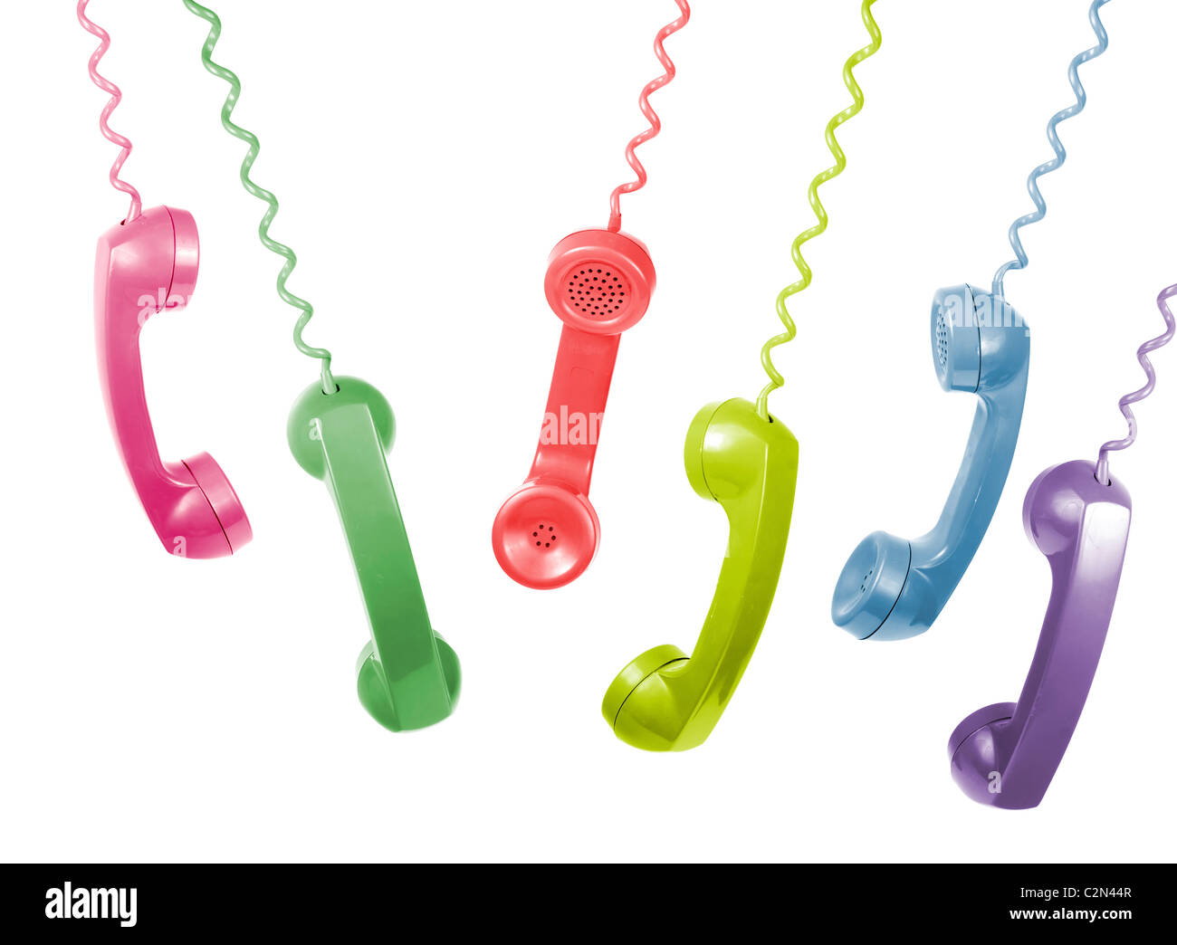 Old phone handsets Stock Photo