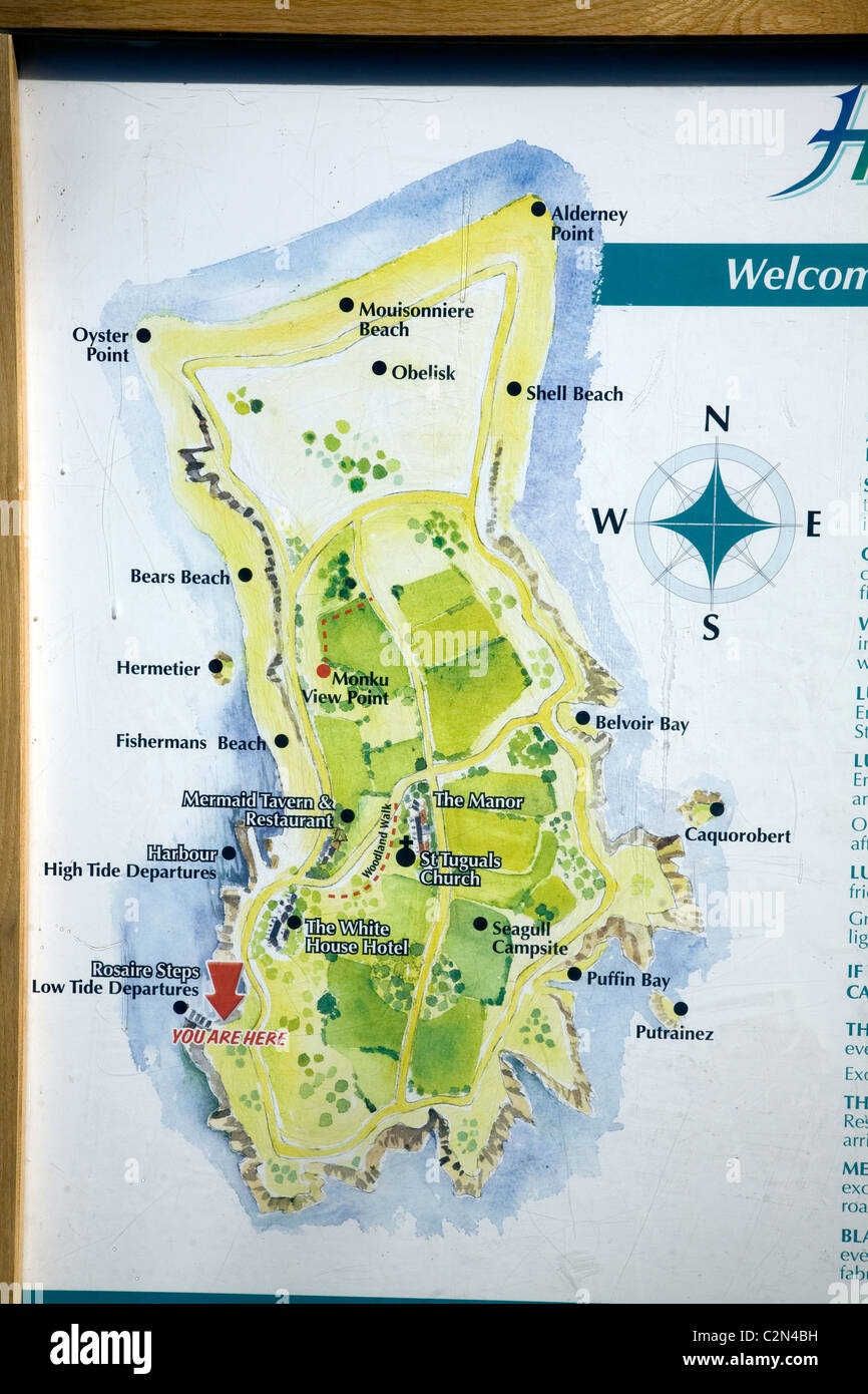 Map Herm island Channel islands Stock Photo