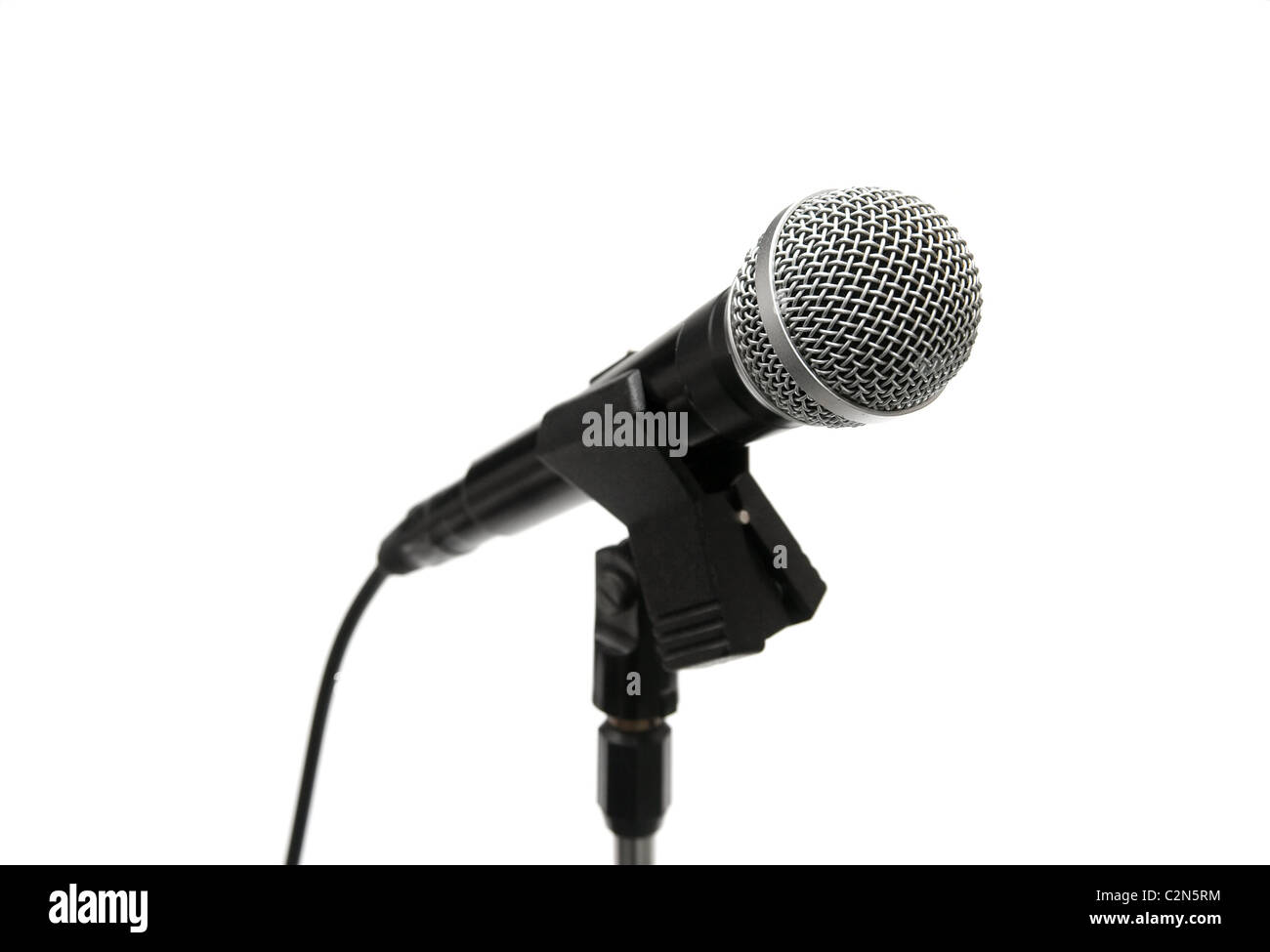 Dynamic microphone on a stand isolated on white Stock Photo Alamy